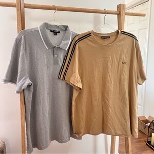 Michael Kors Stretch Cotton Polo Gray T-Shirt Tan Shirts Size XXL New With Tags